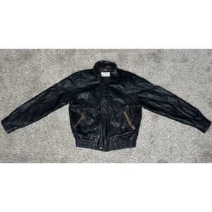 VTG Ash Creek Trading Leather Bomber Jacket – Genuine Leather - Paisley Interior